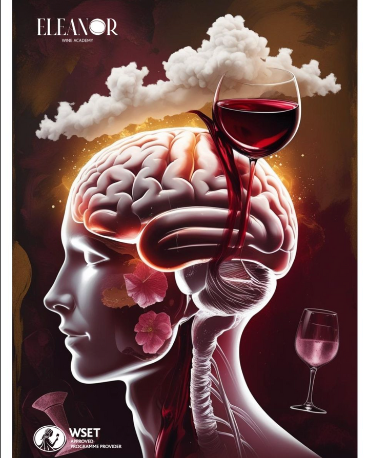 Wine glass with blurred background representing sensory and emotional experience – promoting neuroscience insights and WSET courses at Eleanor Wine Academy