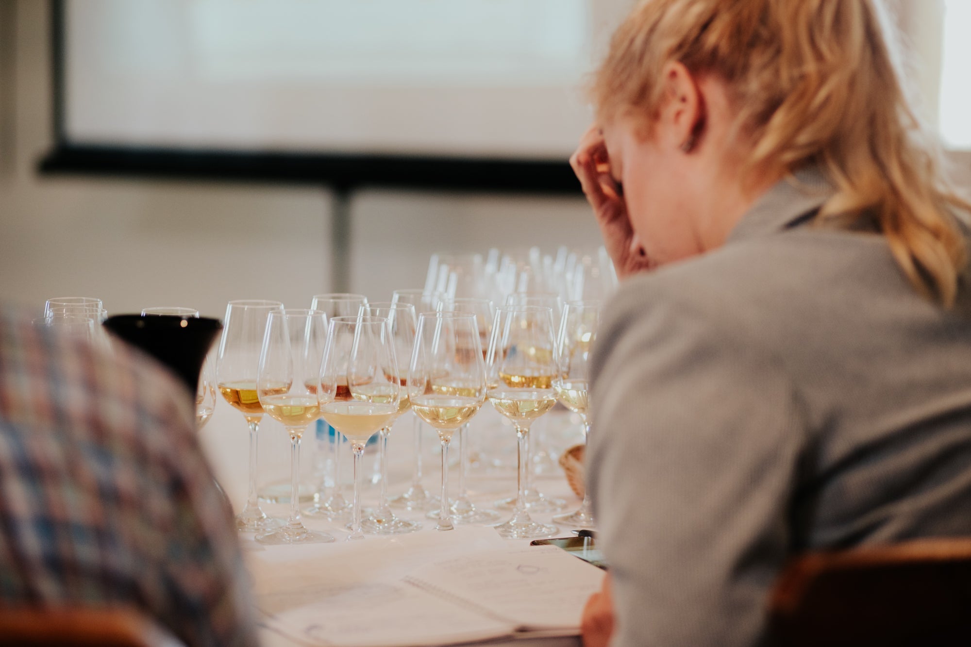 Students attending a WSET Level 3 wine course with Eleanor Wine Academy